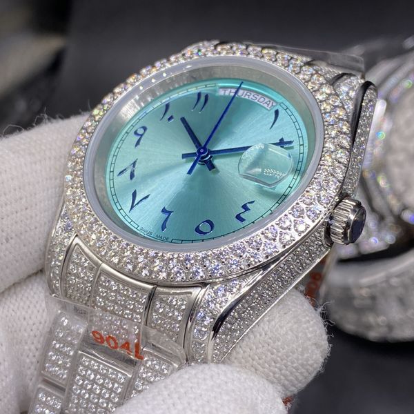 2021 luxury diamond watch 39mm ice blue arabic numeral dial automatic fashion brand men's watchs, Slivery;brown
2021 luxury diamond watch 39mm ice blue arabic numeral dial automatic fashion brand men's watchs, Slivery;brown