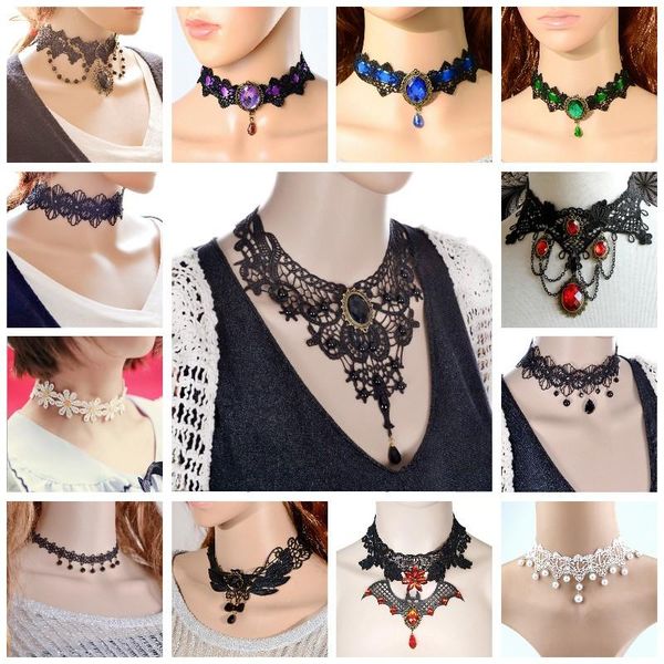 gothic chokers black beaded flowers crystal black lace neck choker necklace vintage victorian women choker steampunk jewelry, Golden;silver
gothic chokers black beaded flowers crystal black lace neck choker necklace vintage victorian women choker steampunk jewelry, Golden;silver