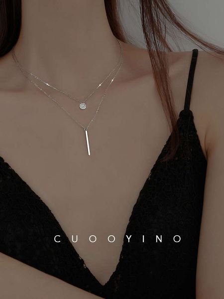 first shadow double ins cool wind ifashion necklace women sterling silver clavicle chain woman simple temperament