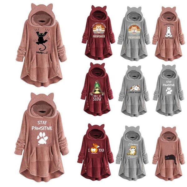 women's hoodies & sweatshirts 2021 fashion multicolor plush leisure wear women fleece embroidery cat ear plus size hoodie pocket blouse, Black
women's hoodies & sweatshirts 2021 fashion multicolor plush leisure wear women fleece embroidery cat ear plus size hoodie pocket blouse, Black