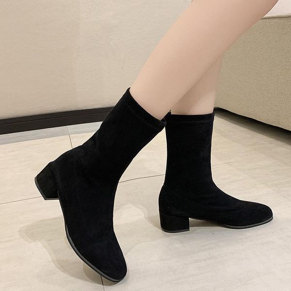 boots autumn fashion women pointed toe yarn elastic ankle kid suede thick heel shoes female socks bota feminina, Black
boots autumn fashion women pointed toe yarn elastic ankle kid suede thick heel shoes female socks bota feminina, Black