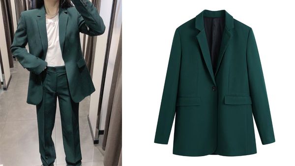 women's suits & blazers 2021 spring and autumn pure color casual suit coat lapel long-sleeved jacket ladies streetwear, White;black
women's suits & blazers 2021 spring and autumn pure color casual suit coat lapel long-sleeved jacket ladies streetwear, White;black