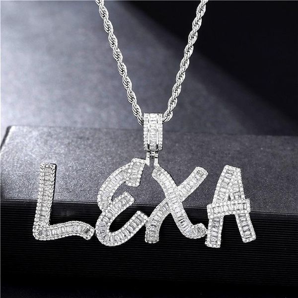 pendant necklaces luxury mens custom name necklace zircon gold rhinestone single letter jewelry women gift hip hop chain, Silver
pendant necklaces luxury mens custom name necklace zircon gold rhinestone single letter jewelry women gift hip hop chain, Silver