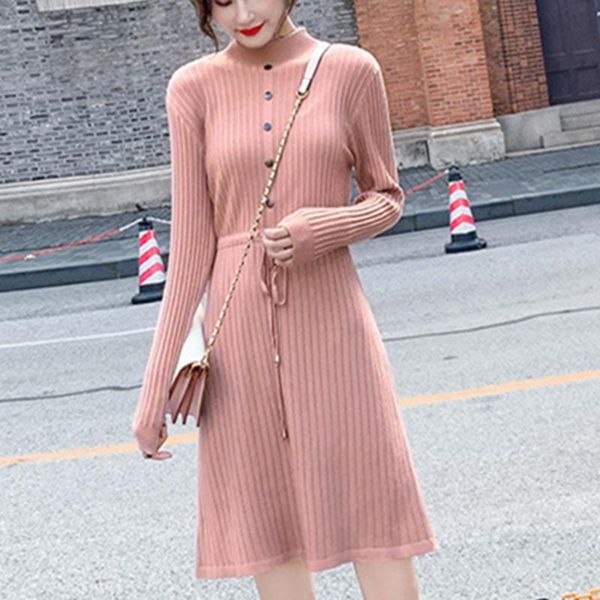 casual dresses autumn winter women sweater dress half high collar drawstring button knitted robe femme long sleeve vintage vestidos 2021, Black;gray
casual dresses autumn winter women sweater dress half high collar drawstring button knitted robe femme long sleeve vintage vestidos 2021, Black;gray
