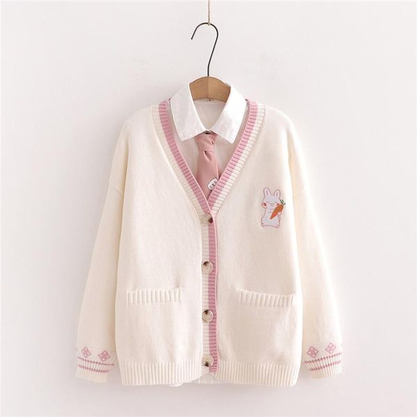 women's knits & tees single breasted sweater cardigan women v neck preppy style embroidery knitted ladies pockets long sleeve jacket, White
women's knits & tees single breasted sweater cardigan women v neck preppy style embroidery knitted ladies pockets long sleeve jacket, White
