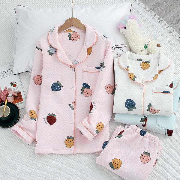 2021 new japanese style autumn and winter three-layer thick warm air layer ladies pajamas suits cotton home clothes long-sleeved trousers kr, Black;brown
2021 new japanese style autumn and winter three-layer thick warm air layer ladies pajamas suits cotton home clothes long-sleeved trousers kr, Black;brown