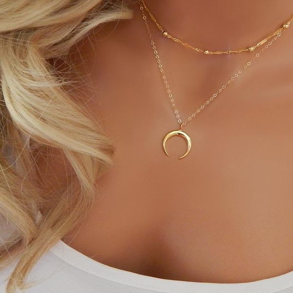 pendant necklaces bohemian gold color multi layer crescent moon necklace for women link chain choker collar fashion jewelry gift, Silver
pendant necklaces bohemian gold color multi layer crescent moon necklace for women link chain choker collar fashion jewelry gift, Silver