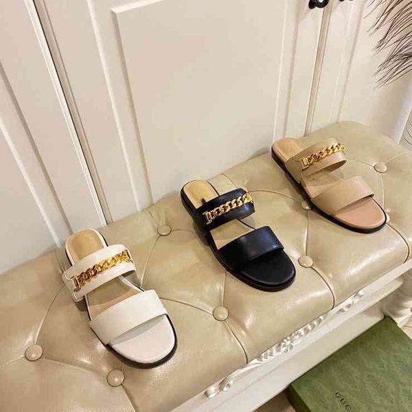 summer 2022 double strap chain flat slippers designer women's outer wear luxury fashion wild niche high-end one-word size 35-43, Black
summer 2022 double strap chain flat slippers designer women's outer wear luxury fashion wild niche high-end one-word size 35-43, Black