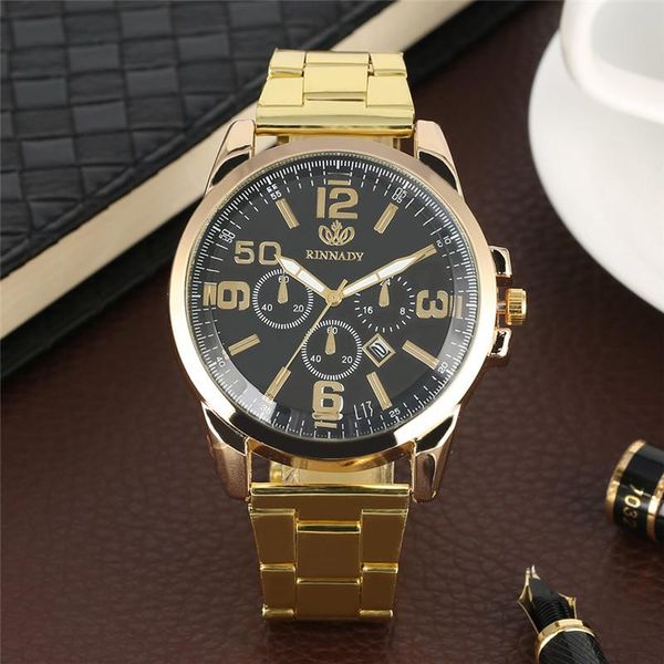 wristwatches calendar watch men gold strap quartz watches fashion large black dial clock male reloj de hombre orologio uomo, Slivery;brown
wristwatches calendar watch men gold strap quartz watches fashion large black dial clock male reloj de hombre orologio uomo, Slivery;brown
