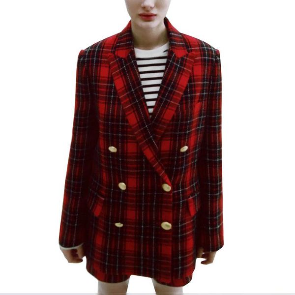 women's suits & blazers 2021 women autumn fashion double breasted plaid and jackets work office lady suit slim business female blazer c, White;black
women's suits & blazers 2021 women autumn fashion double breasted plaid and jackets work office lady suit slim business female blazer c, White;black
