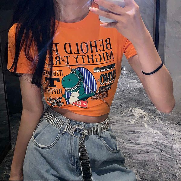 women cute dinosaur cartoon print t-shirt round neck collar short sleeve female casual harajuku korean style ladies 210601, White
women cute dinosaur cartoon print t-shirt round neck collar short sleeve female casual harajuku korean style ladies 210601, White