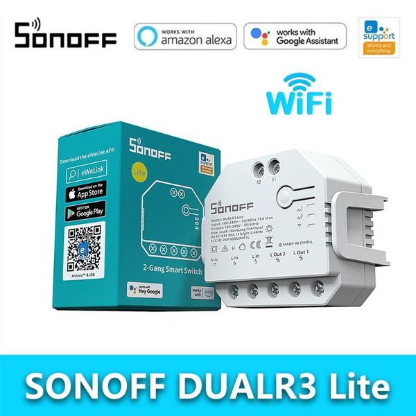 Smart Home Control SONOFF DUALR3 R3 Lite 2-Way Dual Relay Module MINI Switch Power Metering EWelink APP Remote For Google Home, Alexa