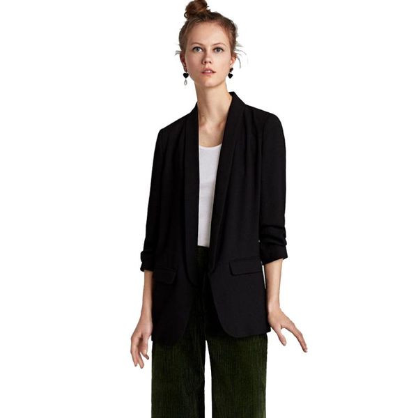 women's jackets women solid color no button turn-down collar long sleeves jacket plus size spring autumn slim black fs0988, Black;brown
women's jackets women solid color no button turn-down collar long sleeves jacket plus size spring autumn slim black fs0988, Black;brown