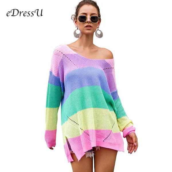women's sweaters autumn women sweater rainbow pullover oversize stripe jumper female casual knitted long sleeves edressu sj-3087, White;black
women's sweaters autumn women sweater rainbow pullover oversize stripe jumper female casual knitted long sleeves edressu sj-3087, White;black