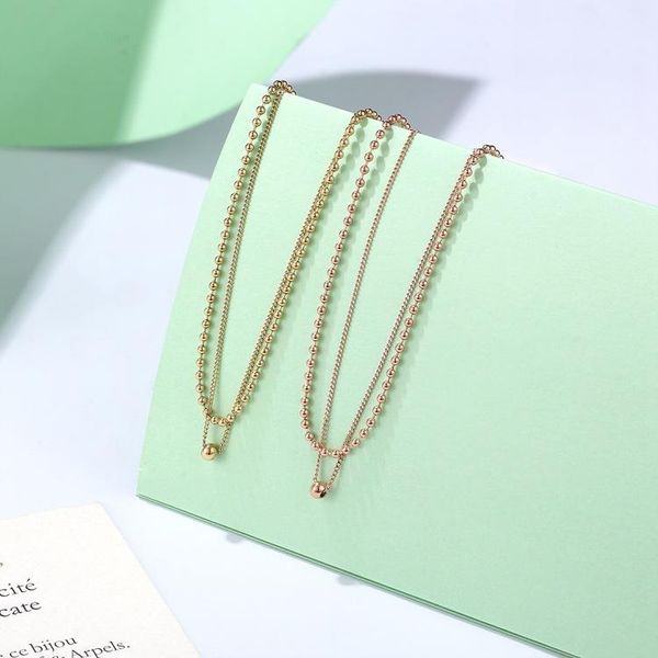 pendant necklaces european and american double women's rose gold short clavicle chain korean steel ball luxury, Silver
pendant necklaces european and american double women's rose gold short clavicle chain korean steel ball luxury, Silver