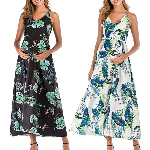maternity dresses summer women round sleeveless pregnancy dress leaves print sling v-neck fashion long clothes, White
maternity dresses summer women round sleeveless pregnancy dress leaves print sling v-neck fashion long clothes, White