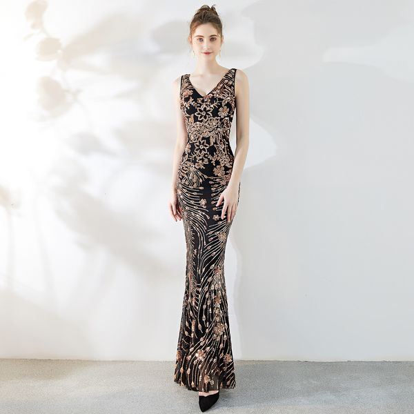 women's v neck sequined prom banquet party maxi slim mermaid dress ladies wedding cheongsam dresses tplq, Black;gray
women's v neck sequined prom banquet party maxi slim mermaid dress ladies wedding cheongsam dresses tplq, Black;gray