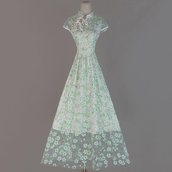 party dresses cheongsam dress women summer 2021 long qipao chinese traditional lace-up short sleeve embroidery flower fairy female clothing, White;black
party dresses cheongsam dress women summer 2021 long qipao chinese traditional lace-up short sleeve embroidery flower fairy female clothing, White;black