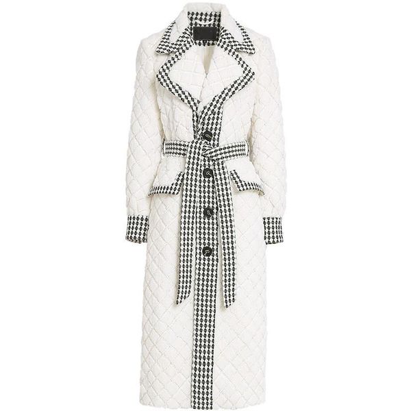women's wool & blends arrival vintage plaid stitching elelgant long woolen overcoat women lapel single breasted slim outwear, Black
women's wool & blends arrival vintage plaid stitching elelgant long woolen overcoat women lapel single breasted slim outwear, Black