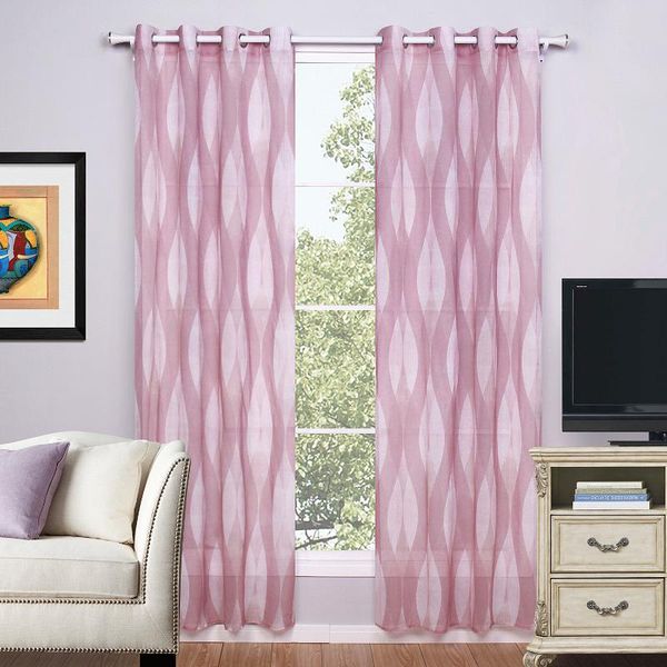 modern style machine washable pink gauze curtain finished thin window screening for living room bedroom curtains tj1998