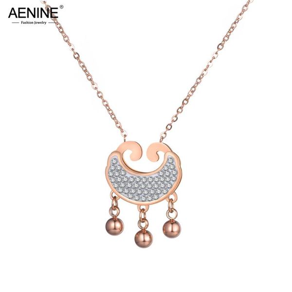 pendant necklaces aenine trendy stainless steel rose gold necklace longevity lock chinese style cz crystal for women an18270, Silver
pendant necklaces aenine trendy stainless steel rose gold necklace longevity lock chinese style cz crystal for women an18270, Silver