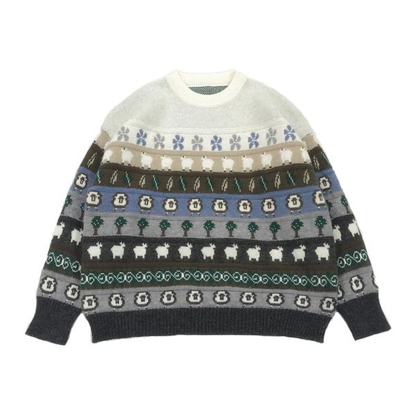 women's sweaters loose casual thick cartoon jacquard pullover winter warm o-neck long-sleeved sweater, White;black
women's sweaters loose casual thick cartoon jacquard pullover winter warm o-neck long-sleeved sweater, White;black