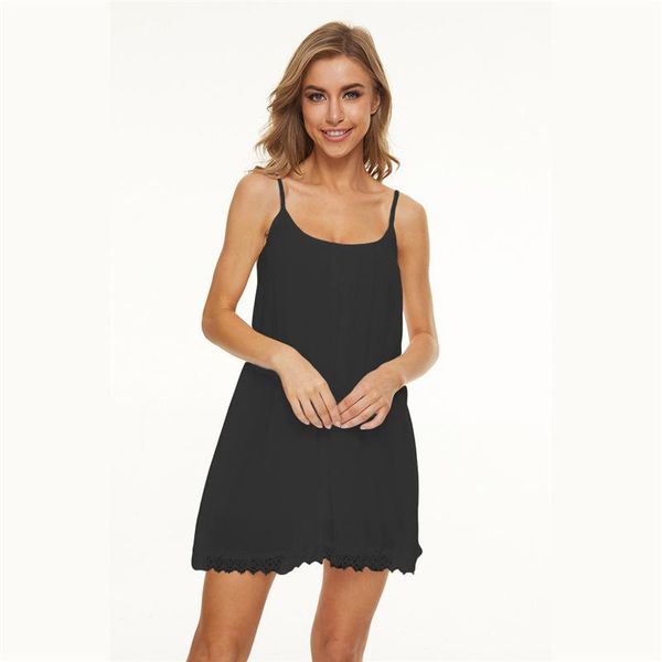 casual dresses pure color sling chiffon dress women's 2021 summer hollow lace sleeveless women bohemian vacation mini, Black;gray
casual dresses pure color sling chiffon dress women's 2021 summer hollow lace sleeveless women bohemian vacation mini, Black;gray