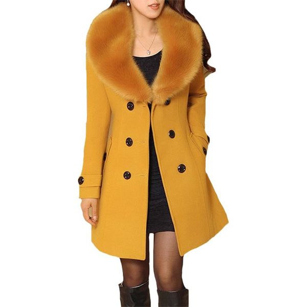 women's wool & blends elegant women coats plus size sashes faux fur collar double breasted office ladies vintage overcoat winter coat 5, Black
women's wool & blends elegant women coats plus size sashes faux fur collar double breasted office ladies vintage overcoat winter coat 5, Black