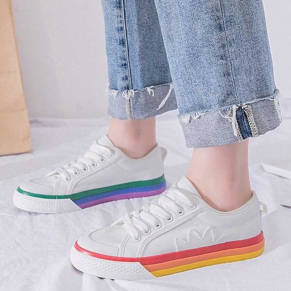 2021spring new rainbow canvas shoes female color matching white all-match student casual mandarin duck women's y0907, Black
2021spring new rainbow canvas shoes female color matching white all-match student casual mandarin duck women's y0907, Black