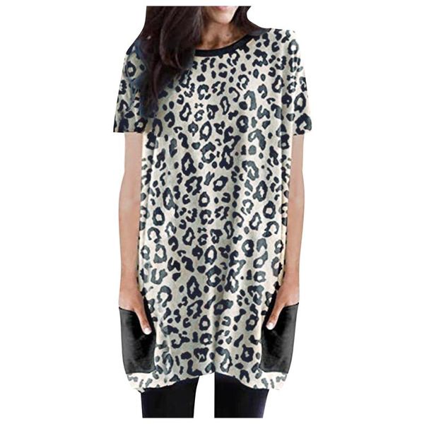 women's blouses & shirts fashion casual print pocket short sleeve o neck long blouse tallas grandes mujer drop ship, White
women's blouses & shirts fashion casual print pocket short sleeve o neck long blouse tallas grandes mujer drop ship, White
