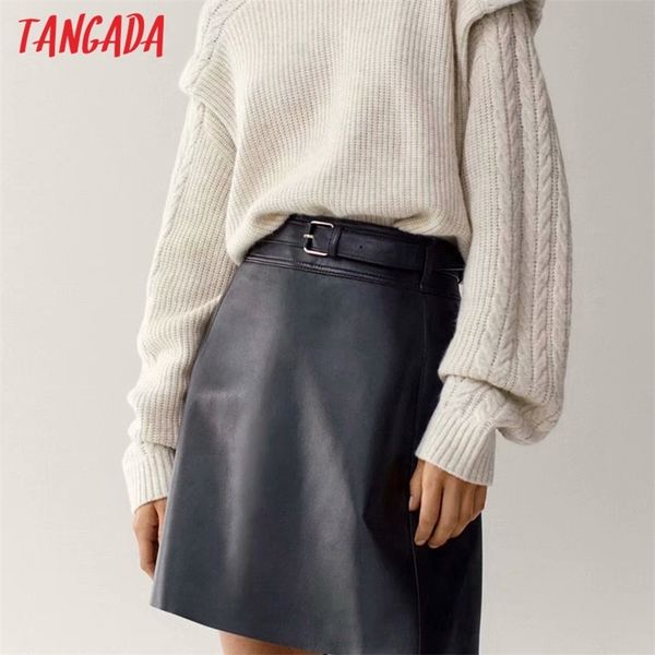 tangada autumn winter women black faux leather skirts with belt decorate zipper female mini skirt 4c75 211120
tangada autumn winter women black faux leather skirts with belt decorate zipper female mini skirt 4c75 211120
