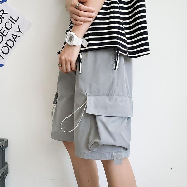 men's shorts summer straight five-point pants korean loose casual mens harajuku streetwear hip-hop big pocket cargo, White;black
men's shorts summer straight five-point pants korean loose casual mens harajuku streetwear hip-hop big pocket cargo, White;black