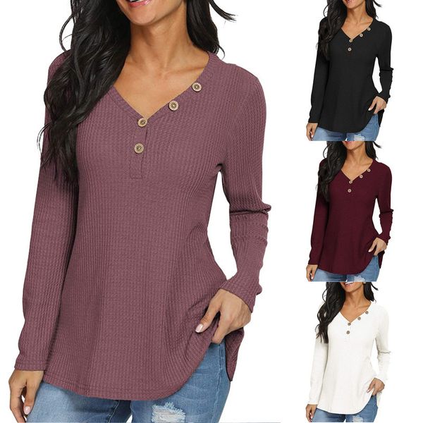 women's 0-# wafels knit long mouwen unseated daily casual button up basic t-shirts female football harajuku, White
women's 0-# wafels knit long mouwen unseated daily casual button up basic t-shirts female football harajuku, White