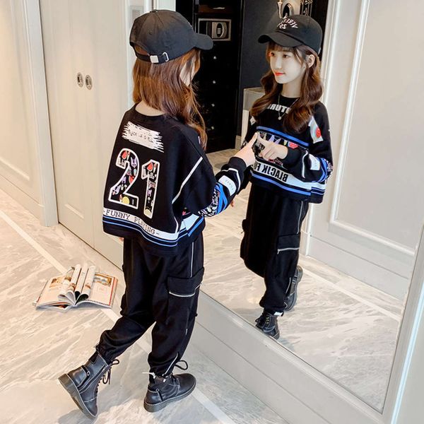 2021 girls' fashion spring suit new net red big children's girl fashionable foreign sle sports two piece set, White
2021 girls' fashion spring suit new net red big children's girl fashionable foreign sle sports two piece set, White