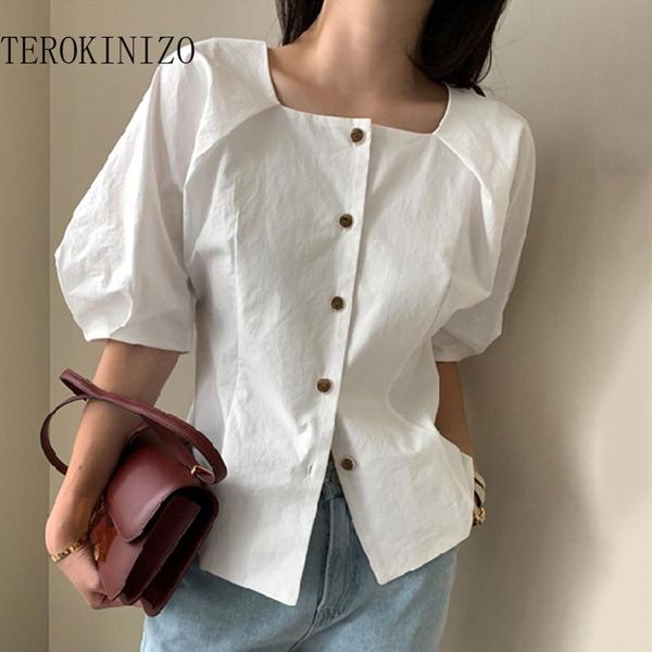women's blouses & shirts terokinizo single breasted blouse women korean chic square collar puff sleeve blusa fashion casual office lady, White
women's blouses & shirts terokinizo single breasted blouse women korean chic square collar puff sleeve blusa fashion casual office lady, White