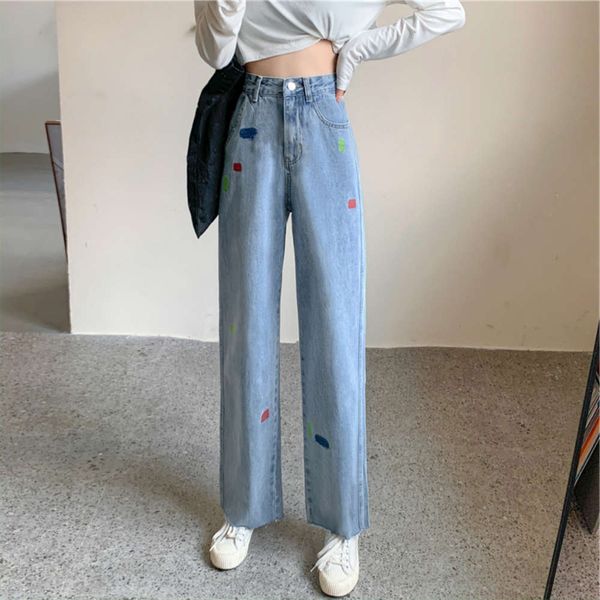 hip hop chic autumn legged high personalized denim women's waist wide 2020 new fashion casual straight pants k, Blue
hip hop chic autumn legged high personalized denim women's waist wide 2020 new fashion casual straight pants k, Blue