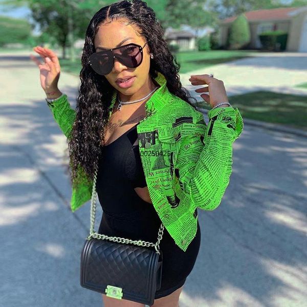 women's jackets letter print neon green jacket women long sleeve notched pockets button up coat streetwear harajuku autumn bomber, Black;brown
women's jackets letter print neon green jacket women long sleeve notched pockets button up coat streetwear harajuku autumn bomber, Black;brown