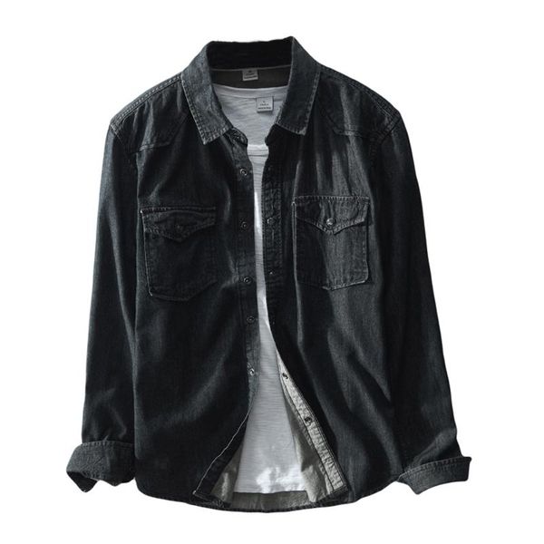 men's casual shirts spring autumn men long sleeve blue black denim shirt cotton fashion slim comfortable male clothing, White;black
men's casual shirts spring autumn men long sleeve blue black denim shirt cotton fashion slim comfortable male clothing, White;black