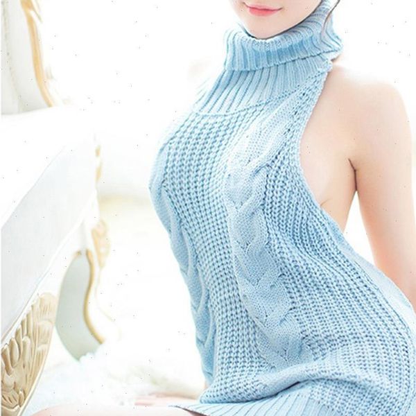 women sweaters backless sweater sleeveless turtleneck pullover cosplay dress fall knit drop, White;black
women sweaters backless sweater sleeveless turtleneck pullover cosplay dress fall knit drop, White;black