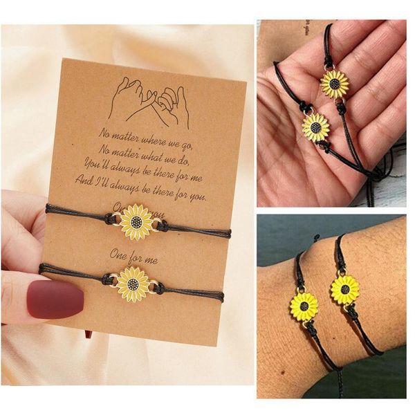 link, chain sunflower woven fashion bracelet size adjustable couple paper card set gifts for couples small fresh ins, Black
link, chain sunflower woven fashion bracelet size adjustable couple paper card set gifts for couples small fresh ins, Black