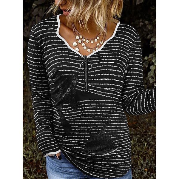 new women's printed long sleeve v-neck pullover blouse women's t-shirt, Black;red 
new women's printed long sleeve v-neck pullover blouse women's t-shirt, Black;red