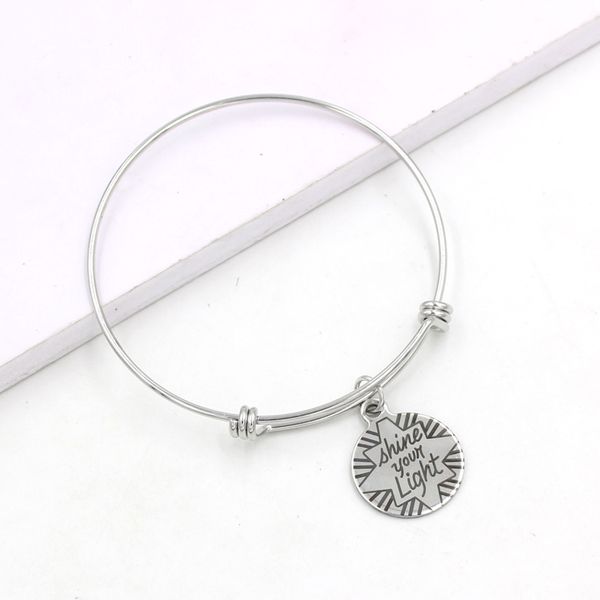 new arrival wholesale custom shine your light bracelet stainless steel bangles bracelets for women men gifts customized jewelry pulsera, Golden;silver
new arrival wholesale custom shine your light bracelet stainless steel bangles bracelets for women men gifts customized jewelry pulsera, Golden;silver