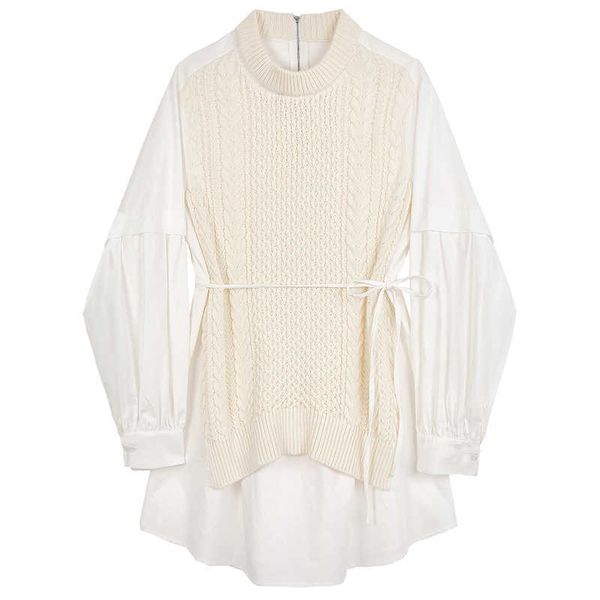 getspring women blouse twist knitted spliced shirts temperament ladies lace up blouses loose long autumn 210601, White
getspring women blouse twist knitted spliced shirts temperament ladies lace up blouses loose long autumn 210601, White