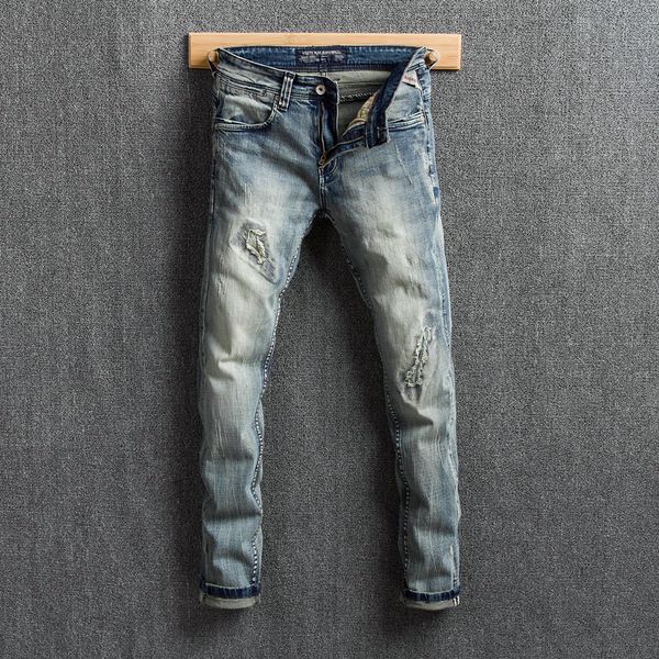 2021 new moda streetwear jeans slim fit retro lavagem rasgado brim dos homens calas elsticas afligido vintage designer de hip bttc, Blue
2021 new moda streetwear jeans slim fit retro lavagem rasgado brim dos homens calas elsticas afligido vintage designer de hip bttc, Blue