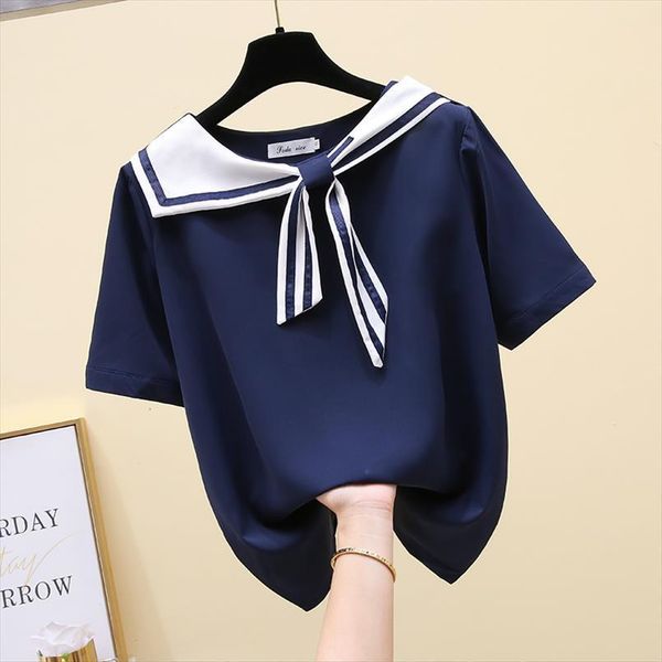 summer chiffon navy short women shirt sleeved design sweet bow students blusas 3xl, White
summer chiffon navy short women shirt sleeved design sweet bow students blusas 3xl, White