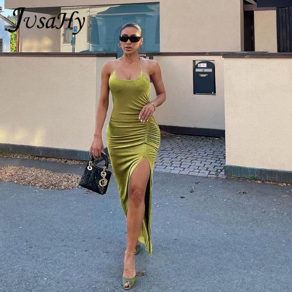 casual dresses jusahy summer high spilt slit maxi dress for women solid elegant halter drawstring ruched party clubwear female vestidos, Black;gray
casual dresses jusahy summer high spilt slit maxi dress for women solid elegant halter drawstring ruched party clubwear female vestidos, Black;gray