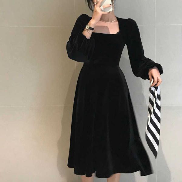 joinyouth vintage velour women dress square collar puff long sleeve dresses spring korean elegant vestidos femme clothes 210706, Black;gray
joinyouth vintage velour women dress square collar puff long sleeve dresses spring korean elegant vestidos femme clothes 210706, Black;gray