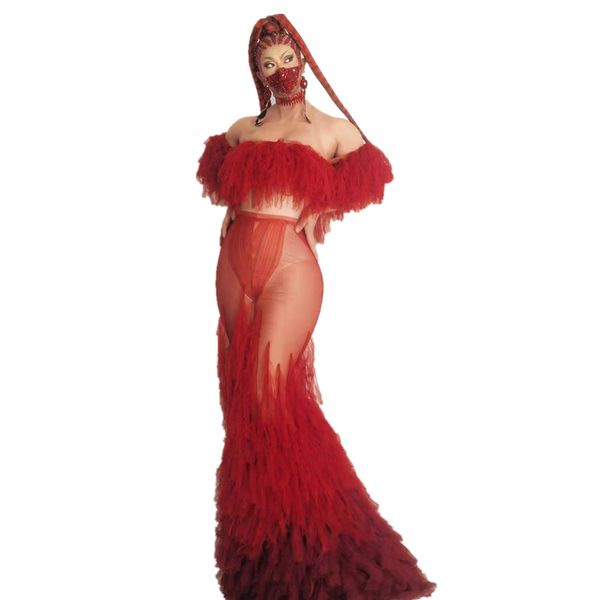slash neck red mesh perspective party evening tail dress women wedding celebrate prom mermaid long dress stage show wear, Black;red
slash neck red mesh perspective party evening tail dress women wedding celebrate prom mermaid long dress stage show wear, Black;red