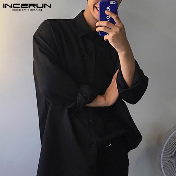 turn down collar shirts incerun men shirts long sleeve solid color blouse male spring loose buttons camisa streetwear plus size, White;black
turn down collar shirts incerun men shirts long sleeve solid color blouse male spring loose buttons camisa streetwear plus size, White;black