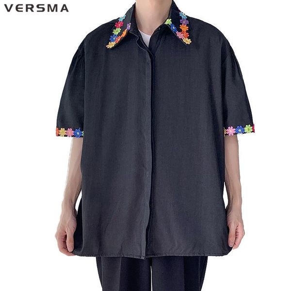 men's casual shirts versma japanese retro short sleeve social shirt men women summer white floral embroidery hawaiian male blouse drop, White;black
men's casual shirts versma japanese retro short sleeve social shirt men women summer white floral embroidery hawaiian male blouse drop, White;black